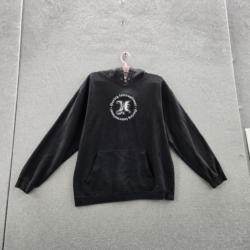 VINTAGE Hurley Men Hoodie M Black Y2K Skate Grunge Fleece International READ